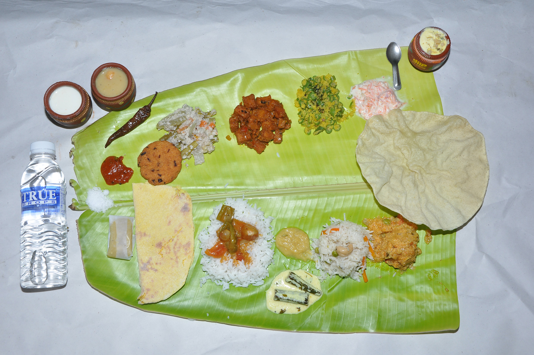 food in banana leaf